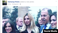 The Instagram photo shows Nemanja Ristic (far left) -- wanted in Montenegro in an alleged assassination plot -- standing close to Russian Foreign Minister Sergei Lavrov (second from right).