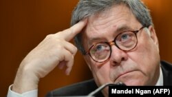 U.S. Attorney General William Barr testifies during a U.S. House subcommittee hearing in Washington on April 10.