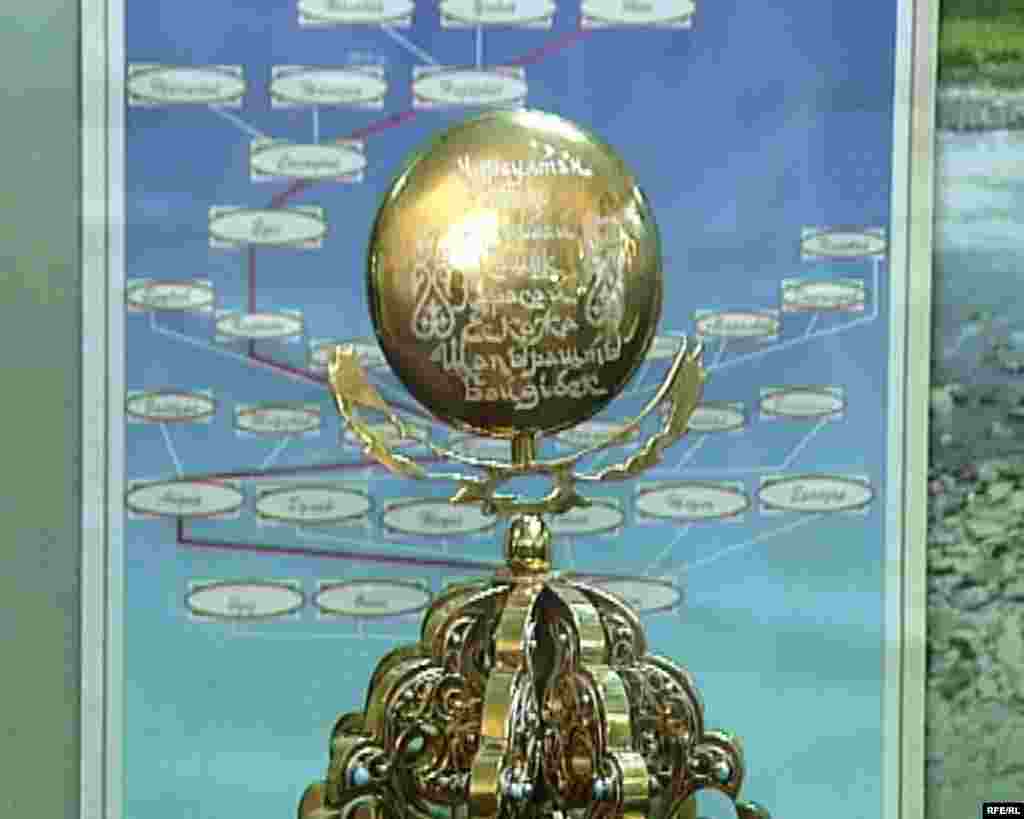 A gold-plated statuette is inscribed with the Nazarbaev family tree. - The president's legacy is preserved at the Museum of the First President of the Republic of Kazakhstan.