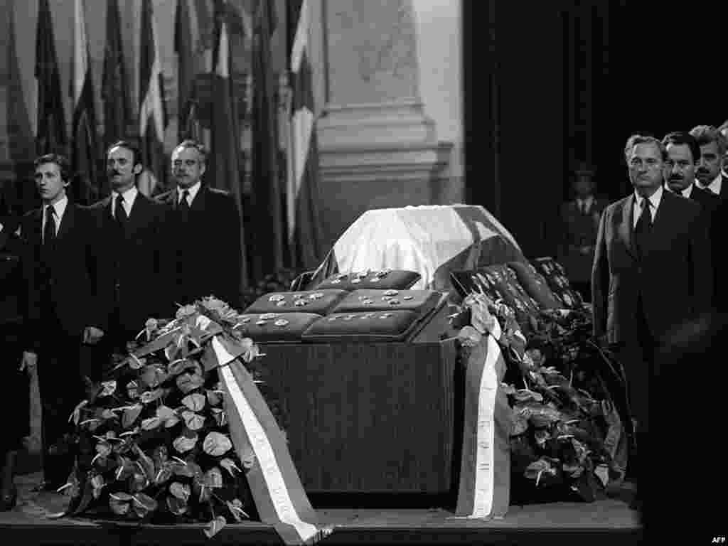 Tito's funeral at the Yugoslav parliament in Belgrade on May 8, 1980