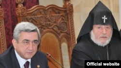 Armenian President Serzh Sarkisian speaks at a meeting of top representatives of the Armenian Apostolic Church on November 2.