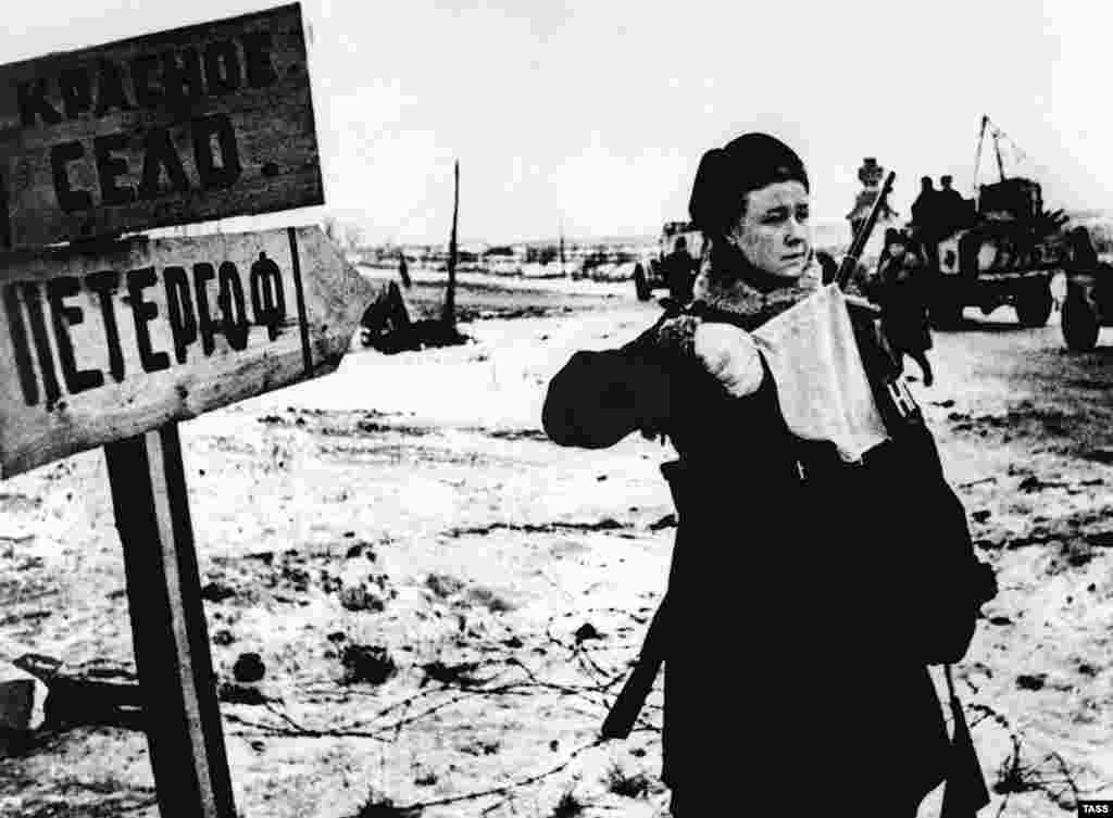 A resident of Leningrad waits in the final days before the siege is lifted.