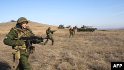 Russian soldiers training near the village of Tatarka. The Russian military has been plagued by reports of hazing and abuse.