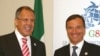 Italian Foreign Minister Franco Frattini (right) and his Russian counterpart Sergei Lavrov ahead of the G8 summit in Trieste.