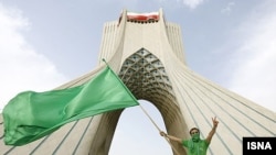 Supporters of Mir Hossein Musavi on Freedom Square in Tehran before the June 12 vote.