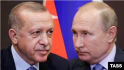 A combination photo of Turkish President Recep Tayyip Erdogan (left) and Russian President Vladimir Putin.