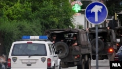 Macedonian police involved in the antiterrorist operation in Kumanovo.