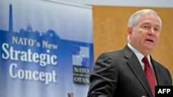 Secretary of Defense Robert Gates speaking on February 23 at the National Defense University at Fort McNair