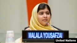 Sixteen-year-old Malala Yousafzai speaks at a special event in New York in late September. (file photo)