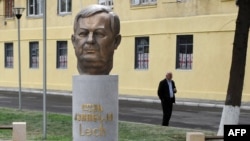 The new monument to former Polish President Lech Kaczynski in Tbilisi