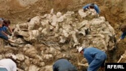 A mass grave of Bosnian Muslims in Srebrenica