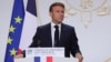 French President Macron gives a speech on France's foreign policy in Paris on August 28.