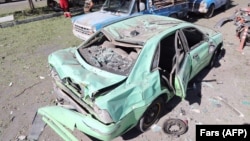 The scene of the car bombing in front of a police station in the city of Chabahar on December 6.