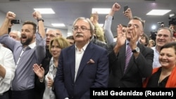 Preidential candidate Grigol Vashadze observes release of election results in Tbilisi.