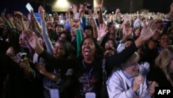 Supporters of President Barack Obama cheer during the Obama Election Night watch party at McCormick Place in Chicago, Illinois.