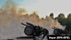 Belarusian and Russian troops take part in military exercises at a training ground near Brest, Belarus, on September 16.