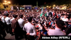 Fans celebrate in the Azerbaijani capital during Baku's hosting of the Eurovision Song Contest in May 2012.