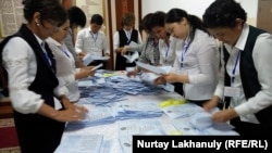 Votes being counted in Almaty region in the June 2019 presidential election.