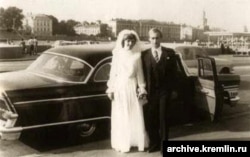 Vladimir Putin and Lyudmila Putina on the day of their wedding in July 1983