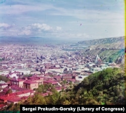 Tbilisi (known internationally as Tiflis until 1936) photographed from St. David's Church. The population of the city when this photo was taken more than a century ago was about 160,000.