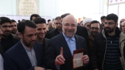 Mohammad Bagher Qalibaf casts his vote at a mosque in downtown Tehran on February 21.