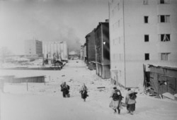 Finnish fighters retreating through Vyborg.