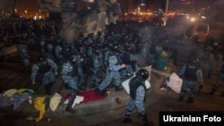 Berkut forces in riot gear dispersed antigovernment protesters on Kyiv's Independence Square on November 30.