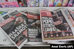 Newspapers in Bosnia reporting on the suicide of Slobodan Praljak in November 2017.