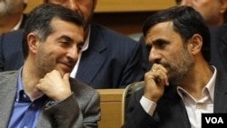 Many of his opponents believe Ahmadinejad is seeking to put close confidant Esfandiar Rahim Mashaei (left) in the presidential post.