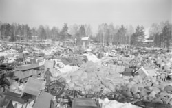 A town in eastern Finland being evacuated in March 1940 after its territory was handed over to the Soviet Union.