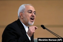 Iranian Foreign Minister Mohammad Javad Zarif speaks during the Tehran Security Conference on January 8.