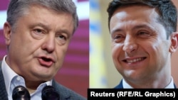 Neither of the candidates, Petro Poroshenko (left) and Volodymyr Zelenskiy, would seem to please the Kremlin should they win.