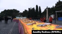 A huge cake baked for Aliyev's 51st birthday in Sumgayit