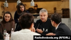 Volodymyr Zelenskiy took questions from rotating groups of journalists.