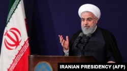 Iranian President Hassan Rohani on October 14 at Tehran University