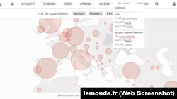 Карта в Le Monde, где Крым отмечен как украинская территория