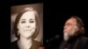 Russian far-right ideologue Aleksandr Dugin speaks at a memorial service in Moscow for his daughter Darya Dugina on August 23. 