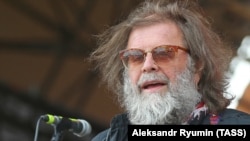 Boris Grebenshchikov performing in July at a music festival in the village of Bolshoye Zavidovo in Russia's Tver region.