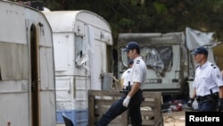 French police inspect an illegal Roma camp to control and check the identity of its residents in Aix-en-Provence last month.