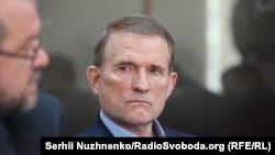 Viktor Medvedchuk appears in court in Kyiv on May 13.