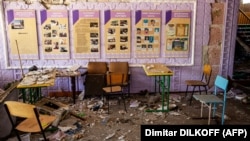 A school in Ukraine's Mykolayiv region damaged by Russian shelling