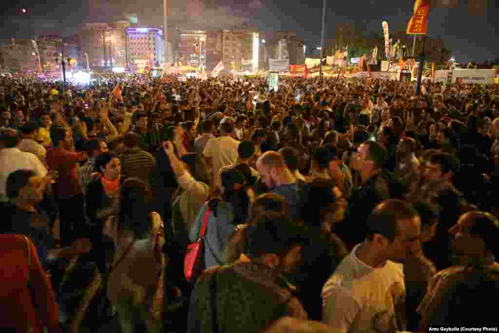 Massive crowds turned out on Taksim Square for the ninth night in a row on June 8.