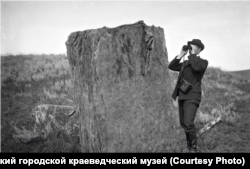 Ludwig Wonago surveys the steppes near Krasnoyarsk on July 30, 1908.