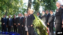 European leaders at a ceremony marking the 70th anniversary of the start of World War II at Westerplatte Monument in Gdansk on September 1.