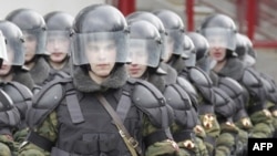 Russian riot police train in Moscow. The police forces face accusations of endemic corruption, including bribe-taking and falsifying cases. 