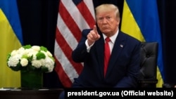 U.S. President Donald J. Trump during a meeting with Ukrainian President Volodymyr Zelensky in New York on September 25.