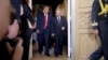 U.S. President Donald Trump (left) and Russian President Vladimir Putin arrive for a one-on-one-meeting in Helsinki in 2018.