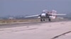 An image from video footage released by Russia's Defense Ministry earlier this month shows an Su-24 military jet slowing down at an airbase in Syria after a sortie. 