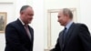 Moldovan President Igor Dodon (left) meets with Russian President Vladimir Putin at the Kremlin in Moscow in January 2019.