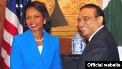 U.S. Secretary of State Condoleezza Rice meets with Pakistani President Asif Ali Zardari in New York in September.